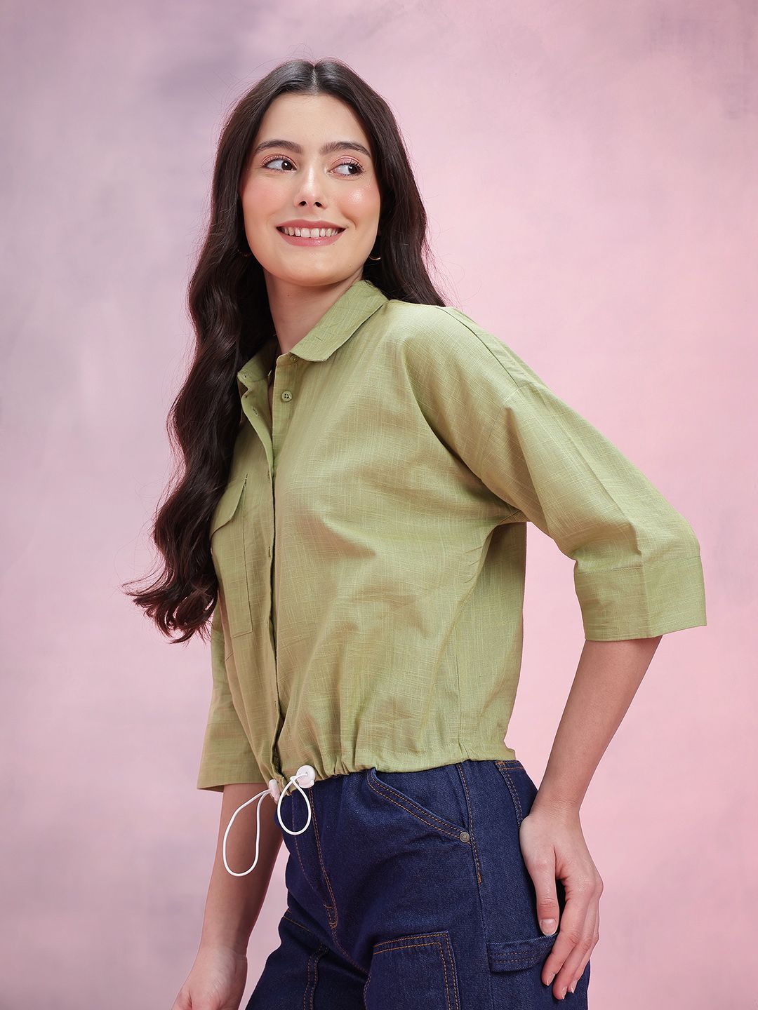 DressBerry Cotton Pocket Detail Casual Shirt With Toggles