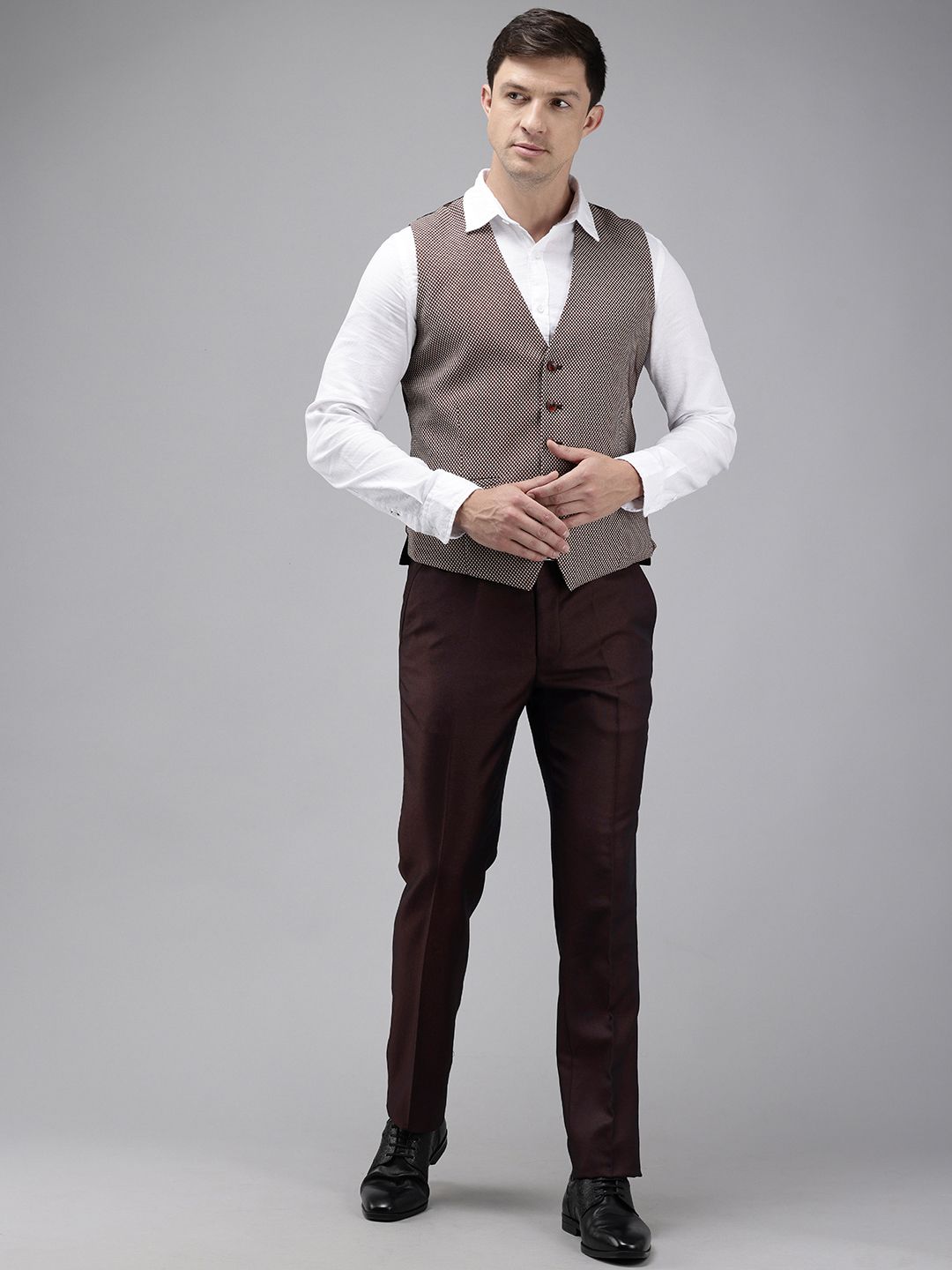 Park Avenue Self Design Single Breasted Super Slim Fit 3 Piece Party Suits