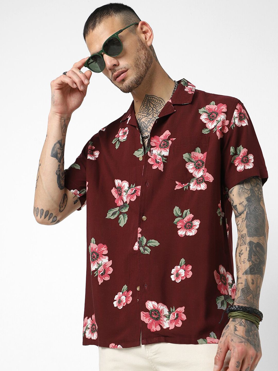VASTRADO Floral Printed Oversized Casual Shirt