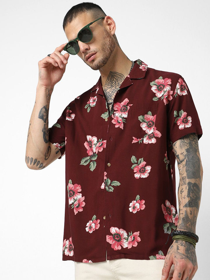 VASTRADO Floral Printed Oversized Casual Shirt