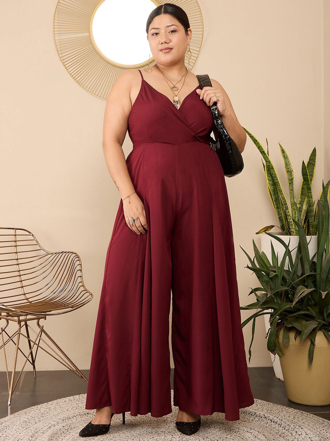 Berrylush Curve Women Plus Size Wide Leg Culotte Jumpsuit