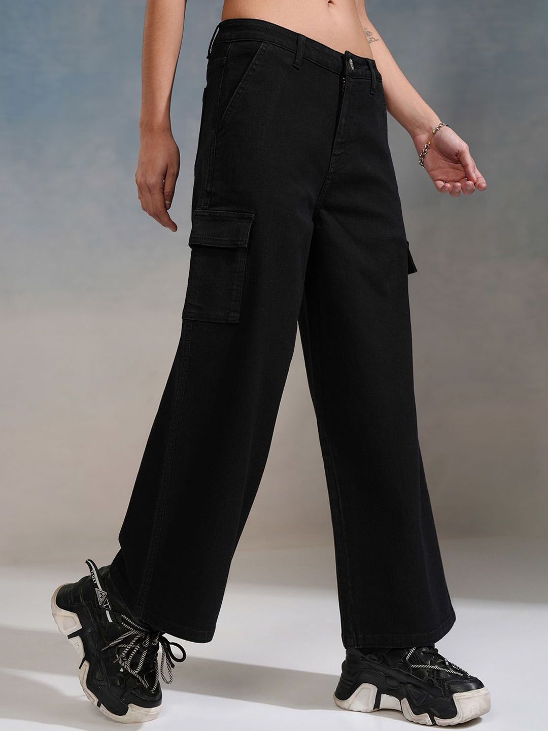 Tokyo Talkies Women Wide Leg Cargo Jeans