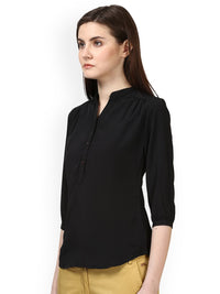 Park Avenue Women Black Solid Shirt Style Top