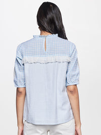 AND Green Self Design Pure Cotton A-Line Top