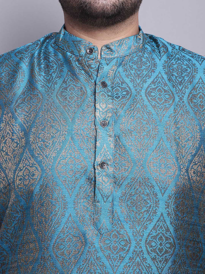 SOJANYA PLUS Ethnic Motifs Woven Design Kurta With Pyjamas & Nehru Jacket