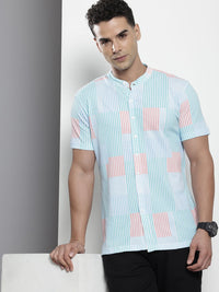 The Indian Garage Co Band Collar Striped Casual Shirt