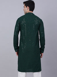 Jompers Men Ethnic Motifs Embroidered Mirror Work Cotton Kurta