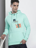 The Indian Garage Co Men Blue Printed Hooded Sweatshirt