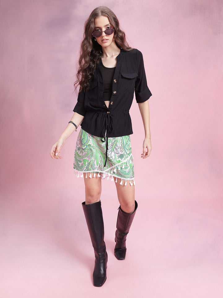 DressBerry Paisley Print Skorts with Tassels