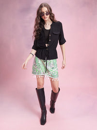 DressBerry Paisley Print Skorts with Tassels