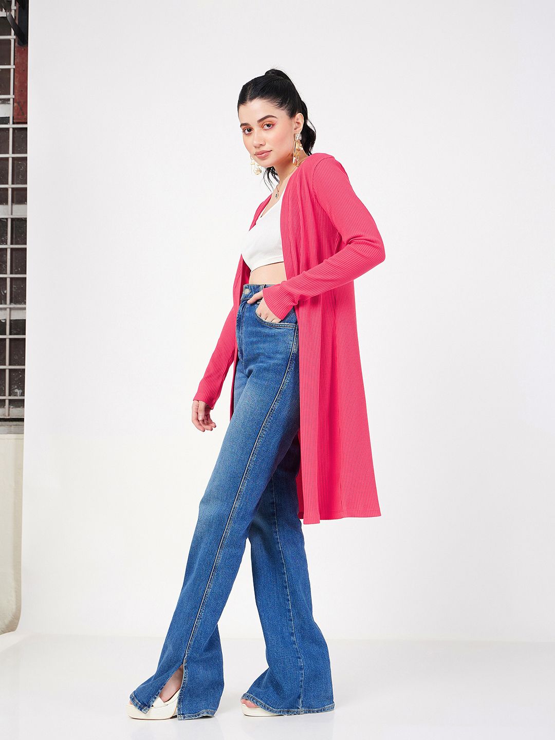 SASSAFRAS Ribbed Open Front Shrug