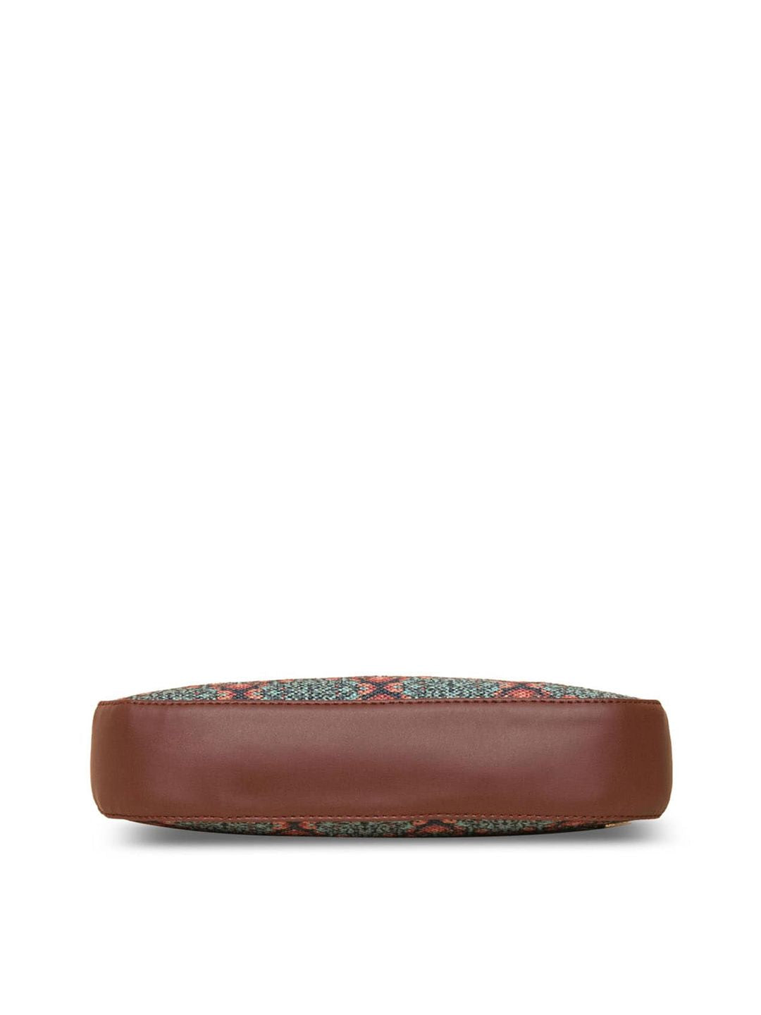 ZOUK Blue Printed Structured Baguette Sling Bag
