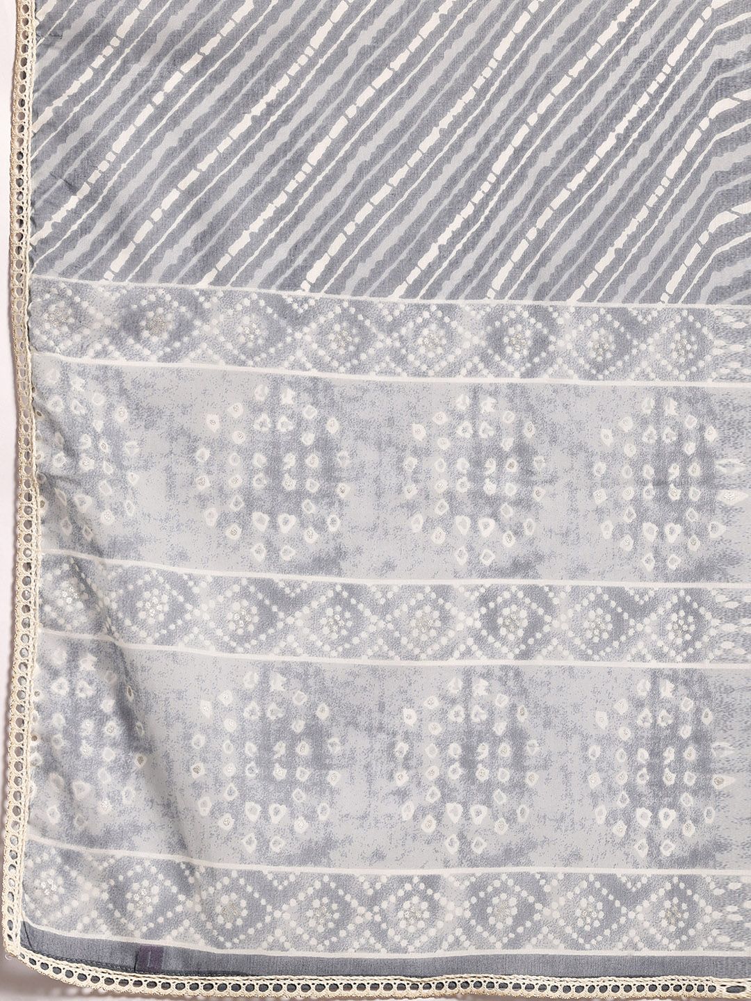 Libas Bandhani Printed Pleated Pure Cotton Kurta with Palazzos & With Dupatta