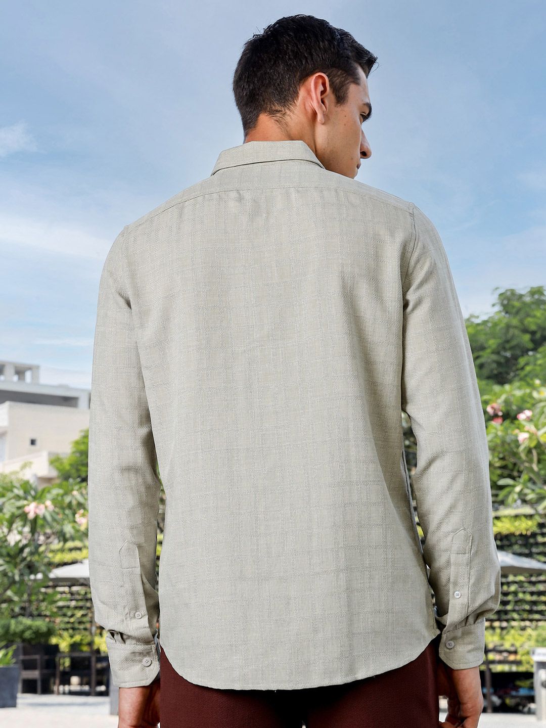 Thomas Scott Men Premium Fit Button-Down Collar Textured Casual Shirt