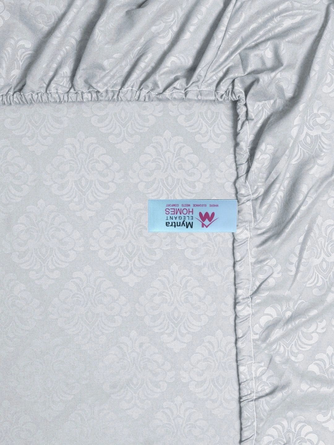 Myntra Elegant Homes Grey Floral 300 TC King Bedsheet with 2 Pillow Covers
