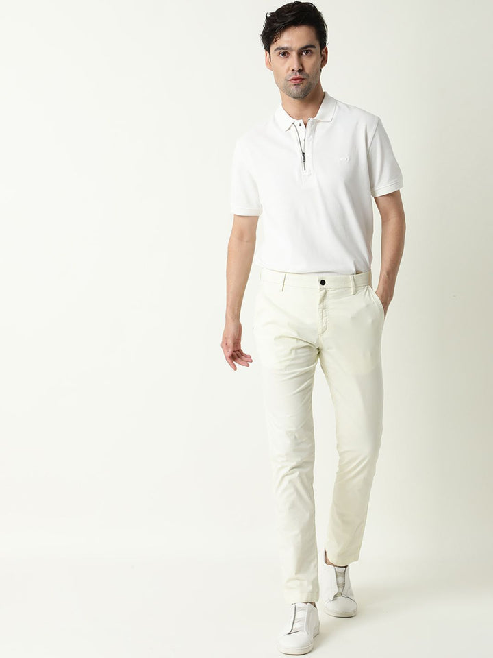 RARE RABBIT Men Popins Slim Fit Mid Rise Cotton Casual Trouser