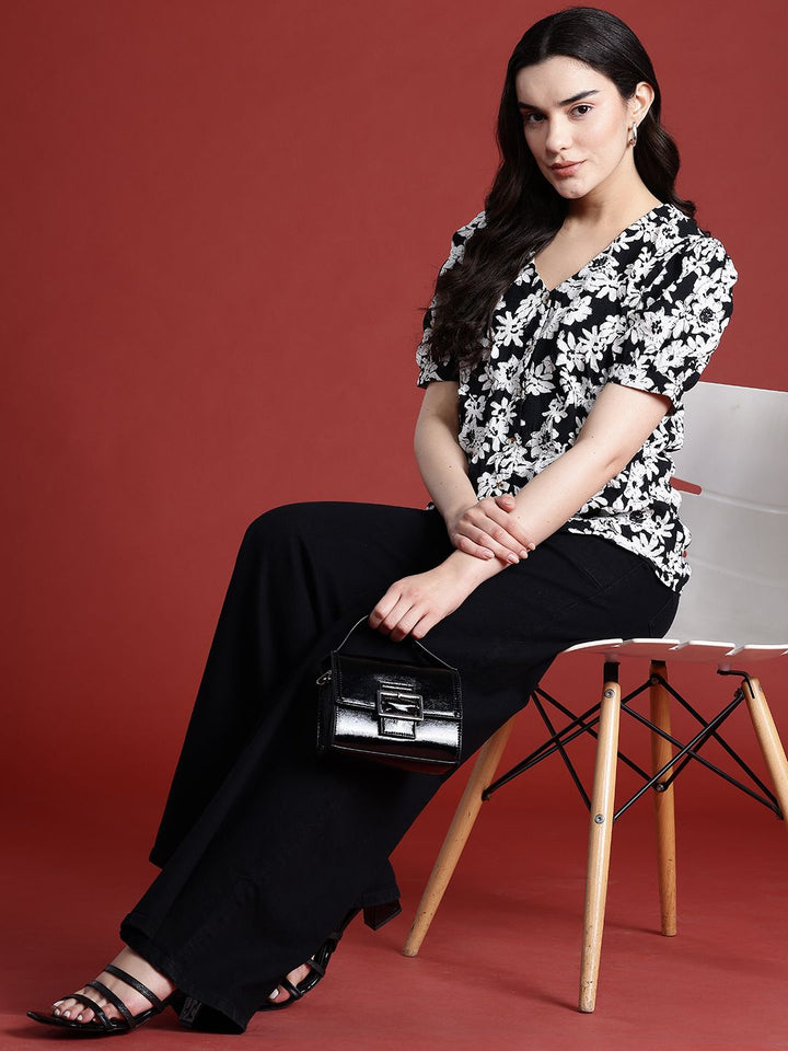 all about you Floral Print Puff Sleeves Top