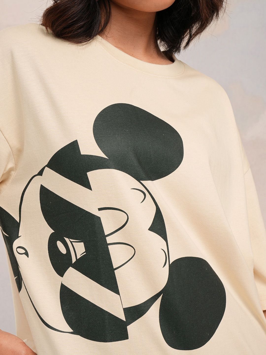 Tokyo Talkies Women Mickey Mouse Printed Oversized Tshirt