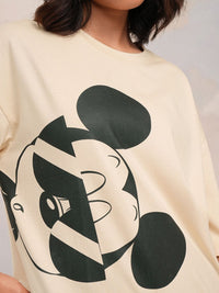 Tokyo Talkies Women Mickey Mouse Printed Oversized Tshirt
