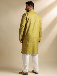 SOJANYA PLUS Ethnic Motifs Printed Mandarin Collar Straight Cotton Linen Kurta