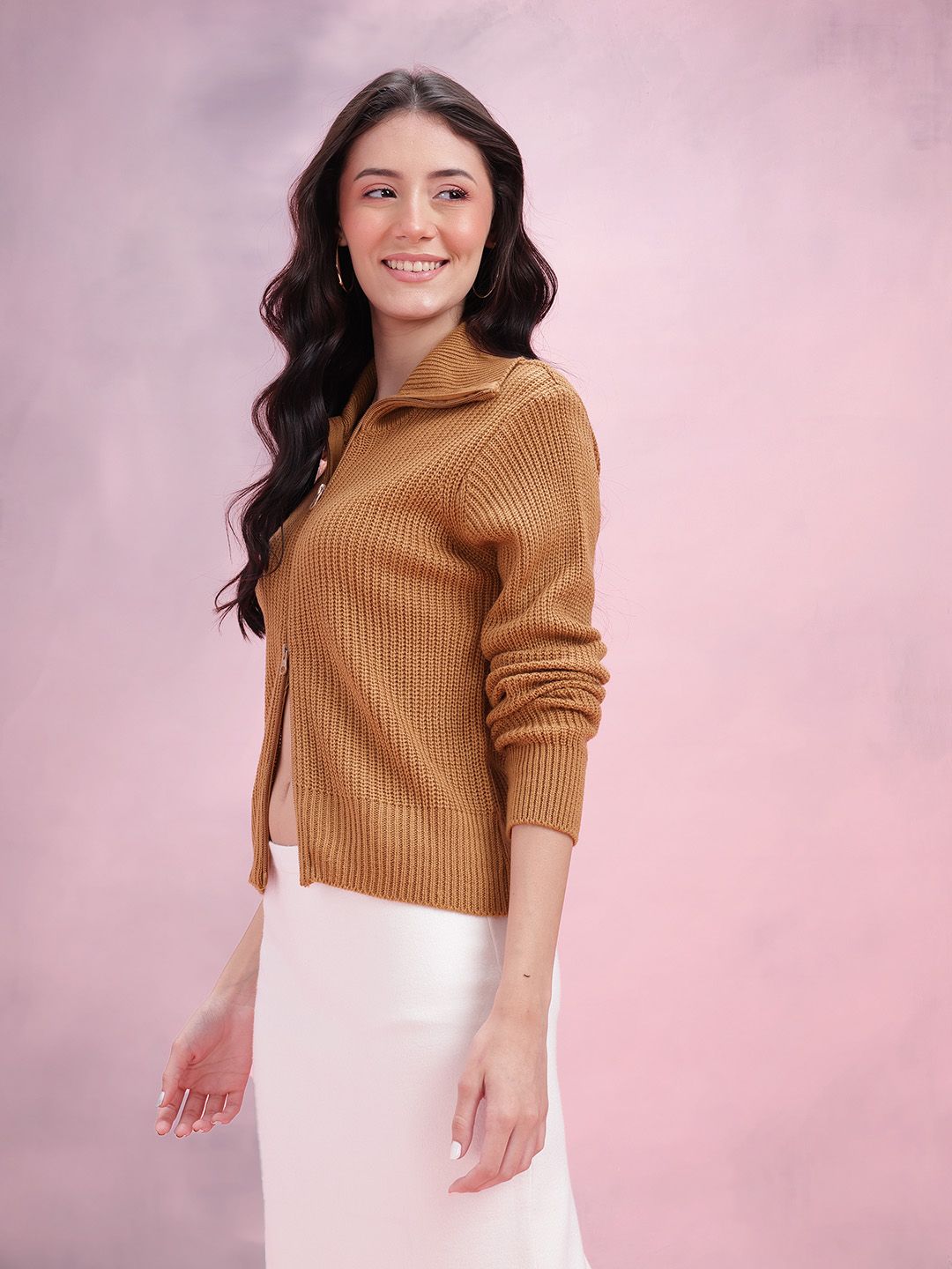 DressBerry Women Ribbed Acrylic Cardigan
