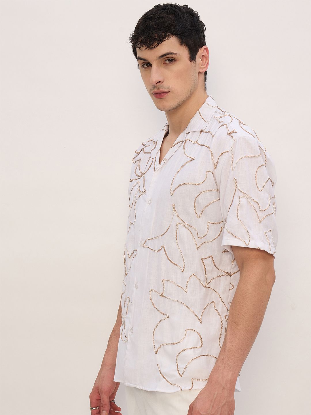 Embroidered Drop-shoulder Shirt