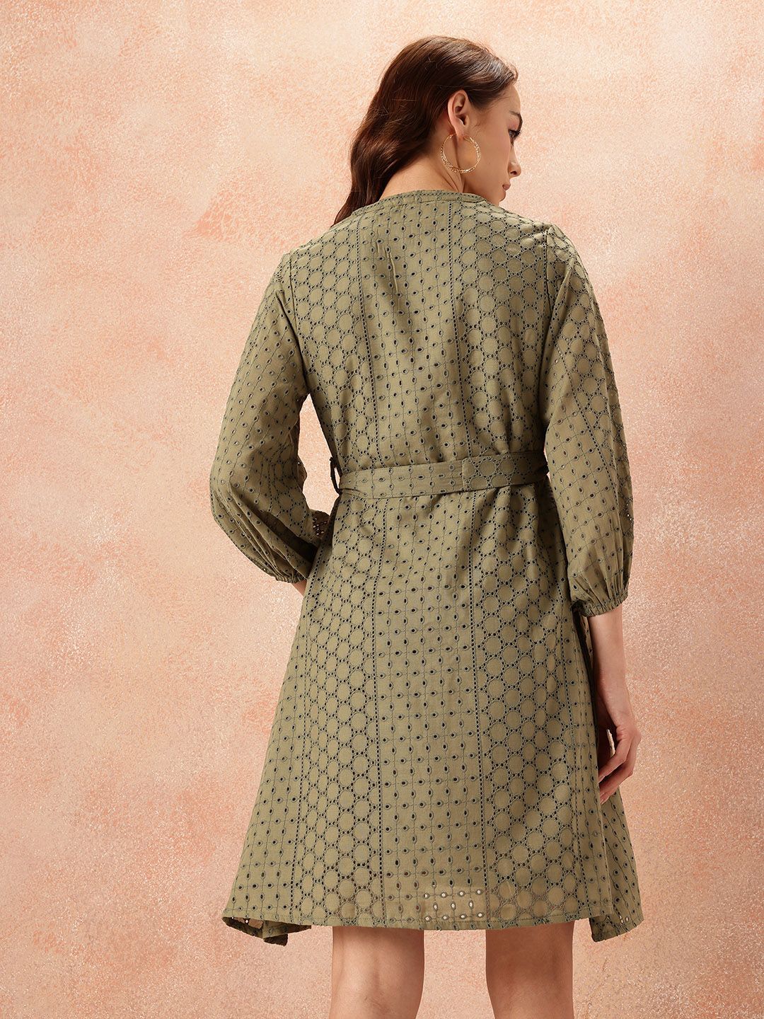 all about you Self Design Schiffli A-Line Dress