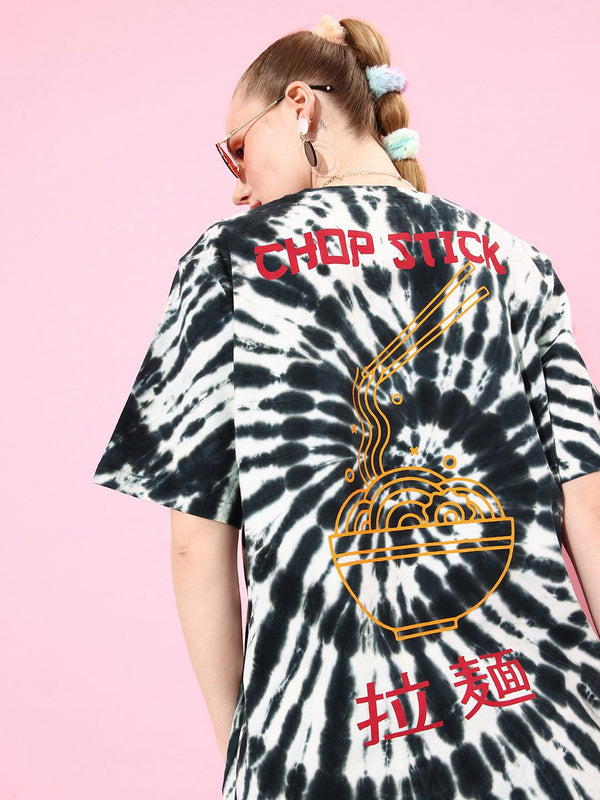 DILLINGER Women Tie & Dye Graphic Print Oversized T-shirt