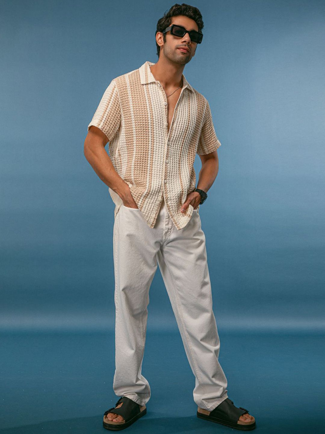 Powerlook Spread Collar Checked Cotton Casual Shirt
