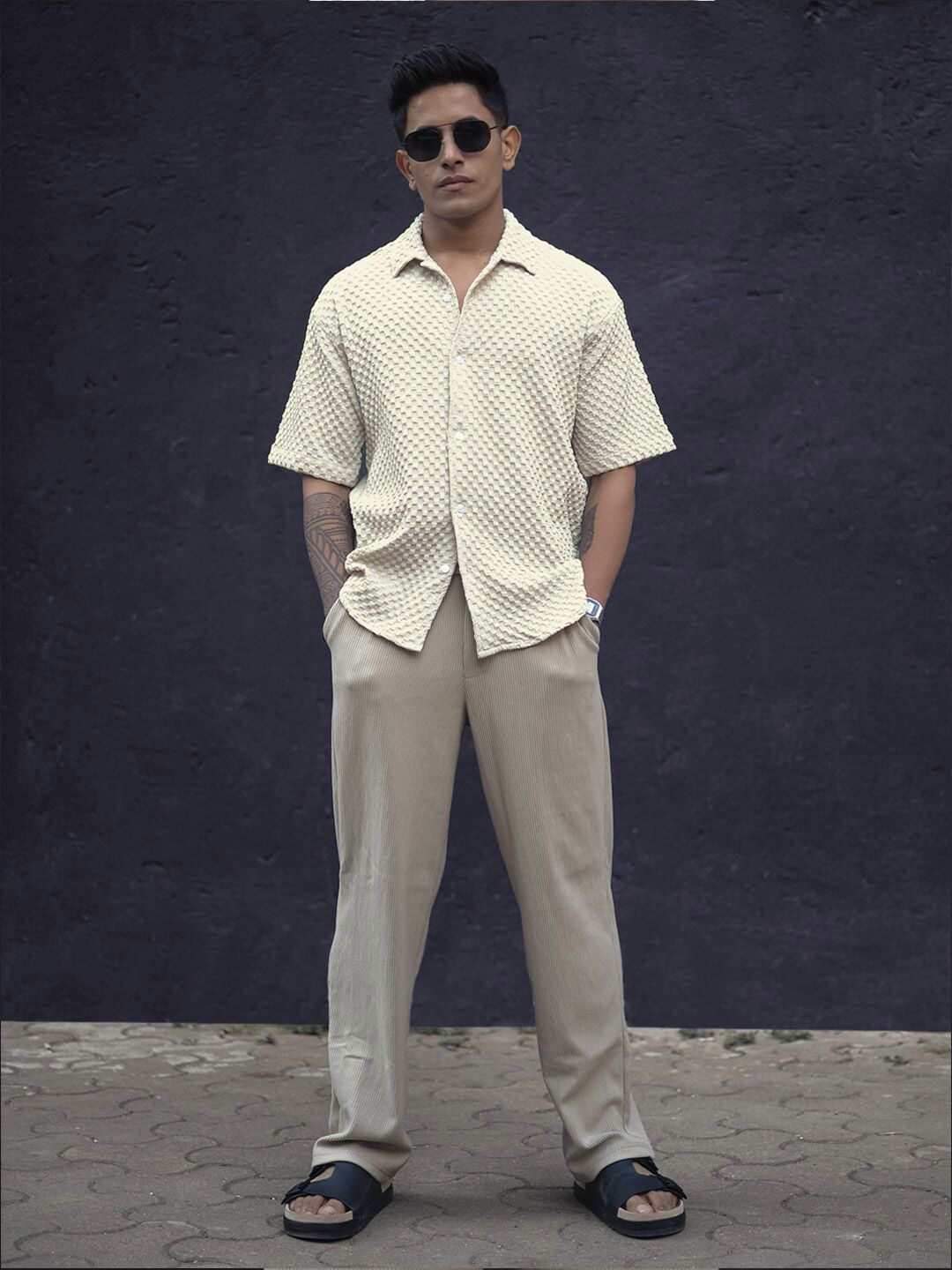 Powerlook India Slim Textured Oversized Casual Shirt