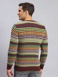 Monte Carlo V- Neck Striped Woollen Pullover