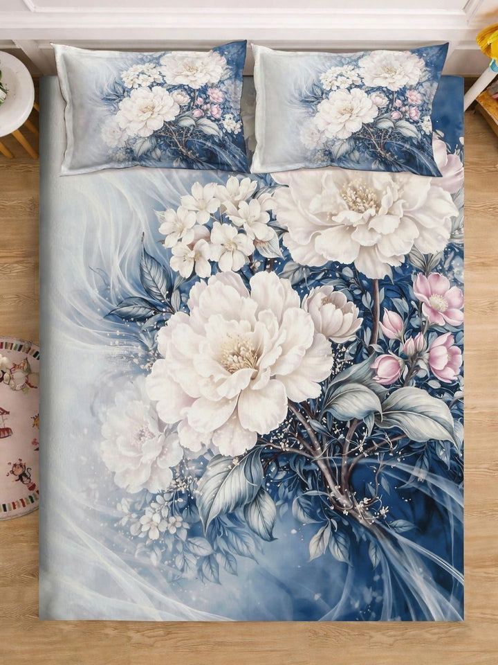 Moda Rapido X KLOTTHE Blue Floral 400 TC King Bedsheet with 2 Pillow Covers