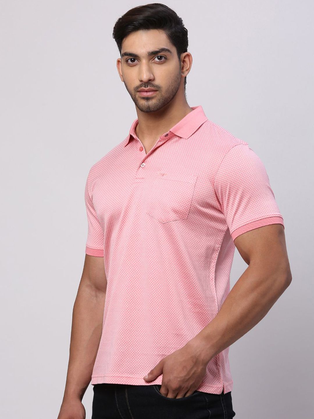 Park Avenue Men Polo Collar Pockets Slim Fit T-shirt
