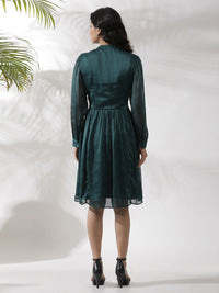 W Self Design Striped Fit & Flare Dress