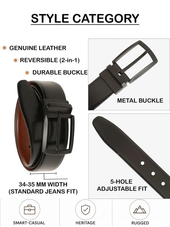 Teakwood Leathers Men Leather Reversible Formal Belt
