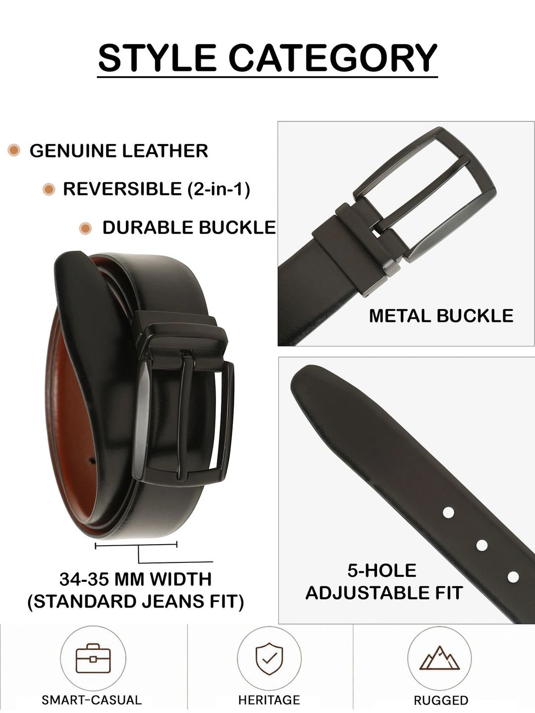 Teakwood Leathers Men Leather Reversible Formal Belt