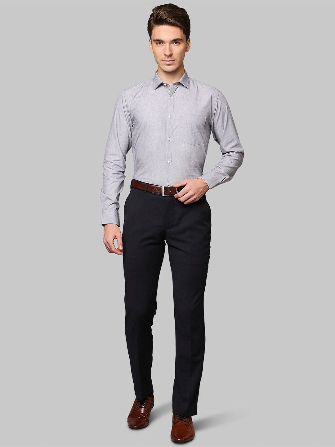 Park Avenue Men Grey Slim Fit Opaque Cotton Formal Shirt