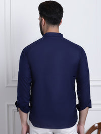 SOJANYA Band Collar Roll-Up Lengan Cotton Straight Kurta