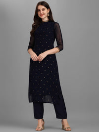 KALINI Sequin Embellished Straight Kurta with Trousers