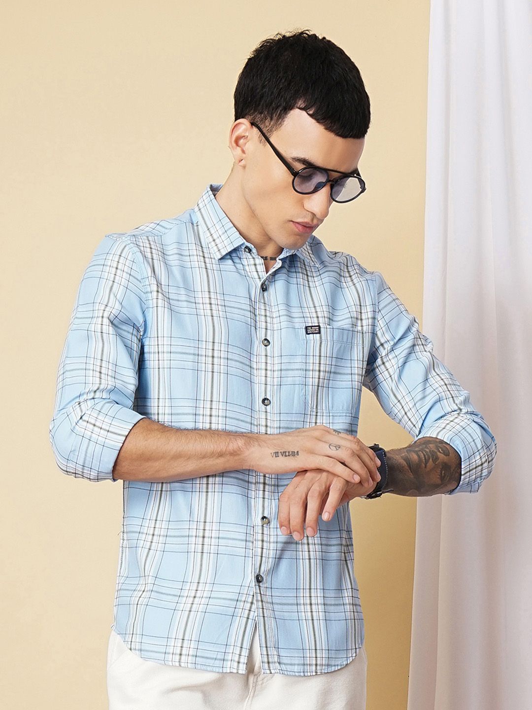 The Indian Garage Co Checked Casual  Cotton Shirt