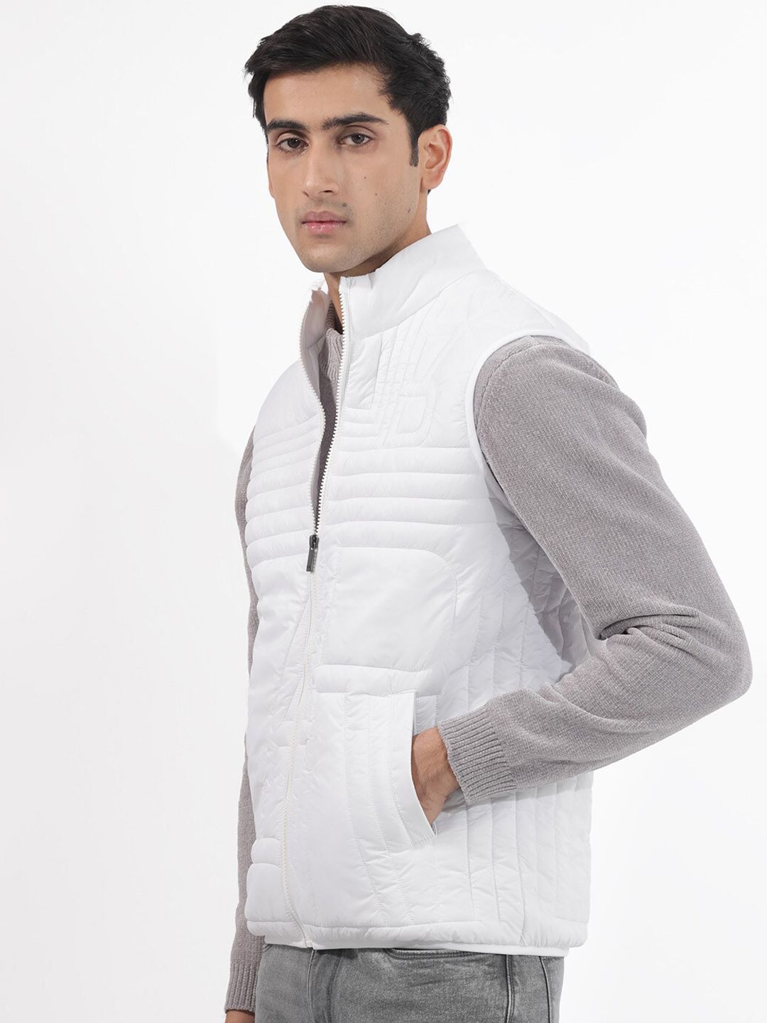 RARE RABBIT Men Queltex Tailored Fit Mock Collar Quilted Jacket