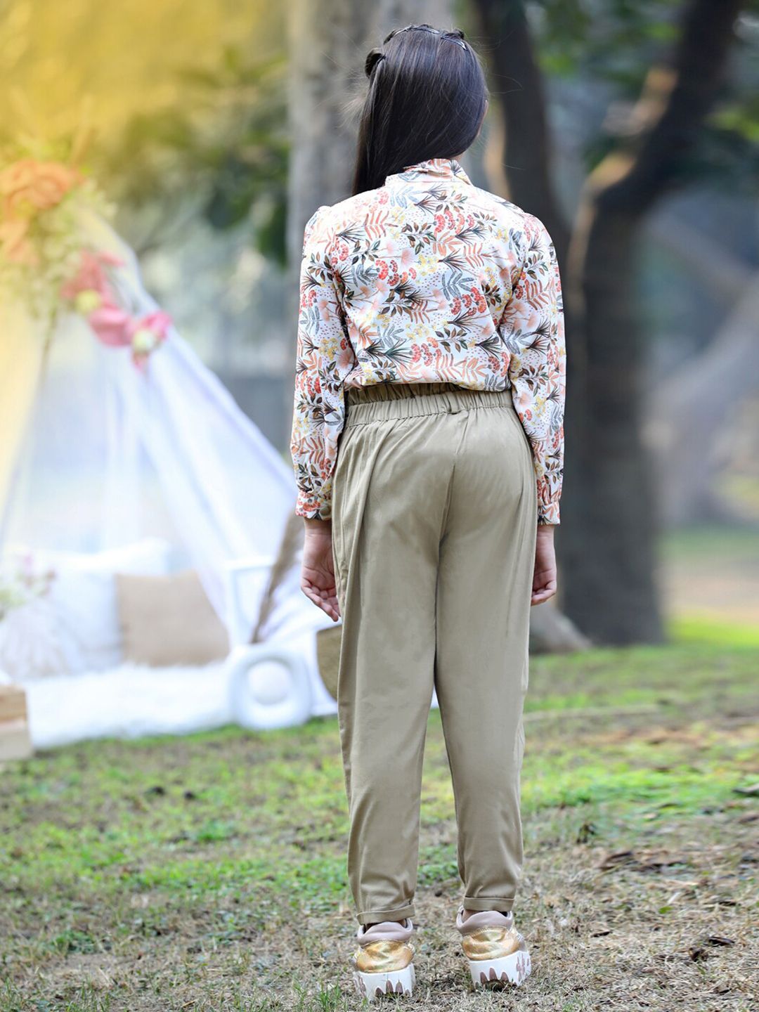 Cutiekins Girls Floral Printed Top with Trousers