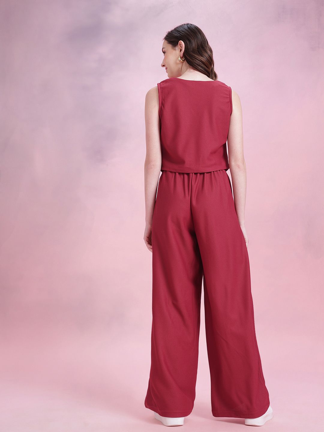 DressBerry Textured Vest Top With Pleated Pants Co-Ords