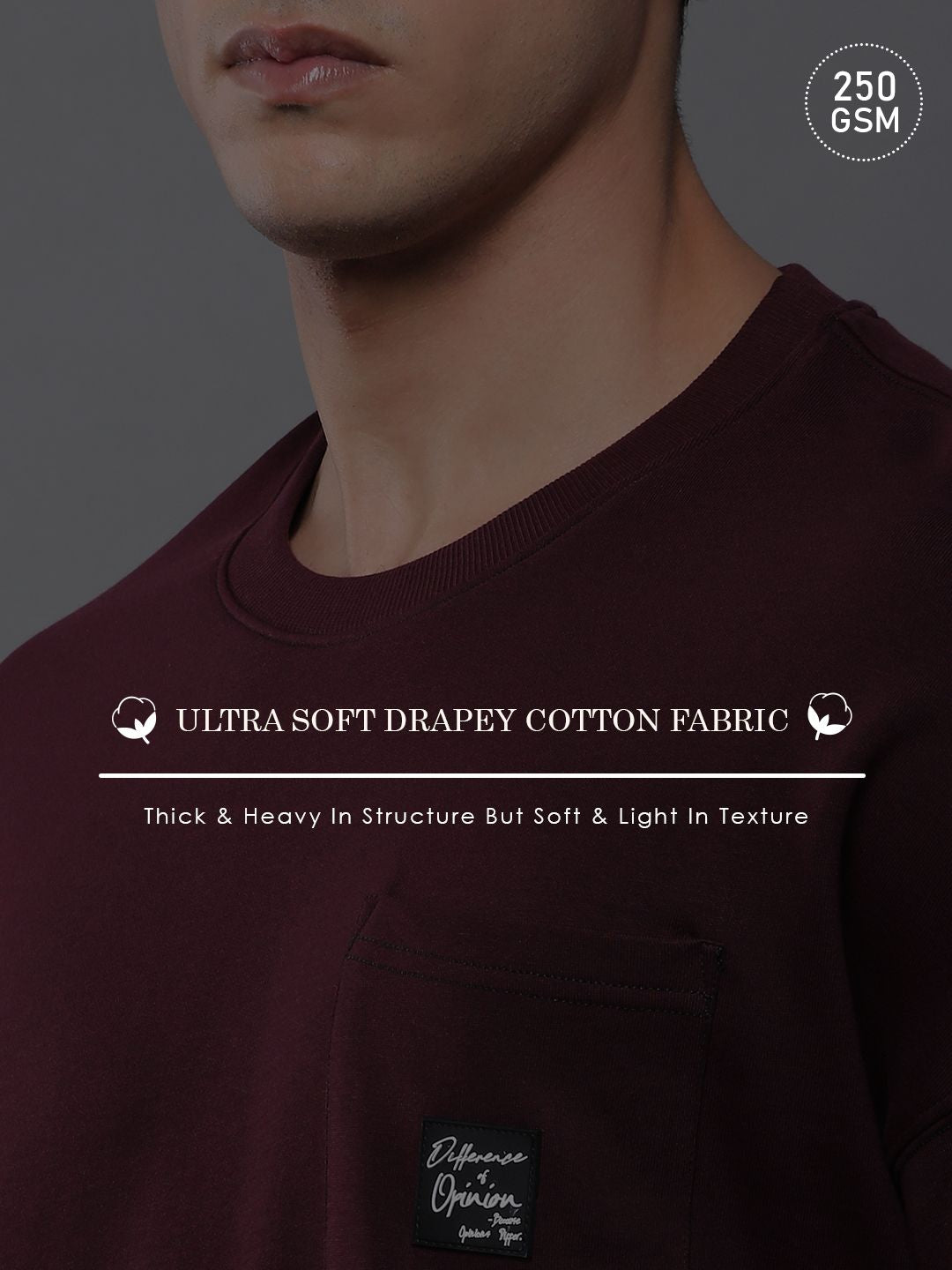Difference of Opinion Men Oversized Drop Shoulder Ultra Soft Drapey Cotton T-Shirt