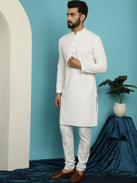 SOJANYA Motif Etnik Sulam Kurta Kapas Tulen dengan Churidar