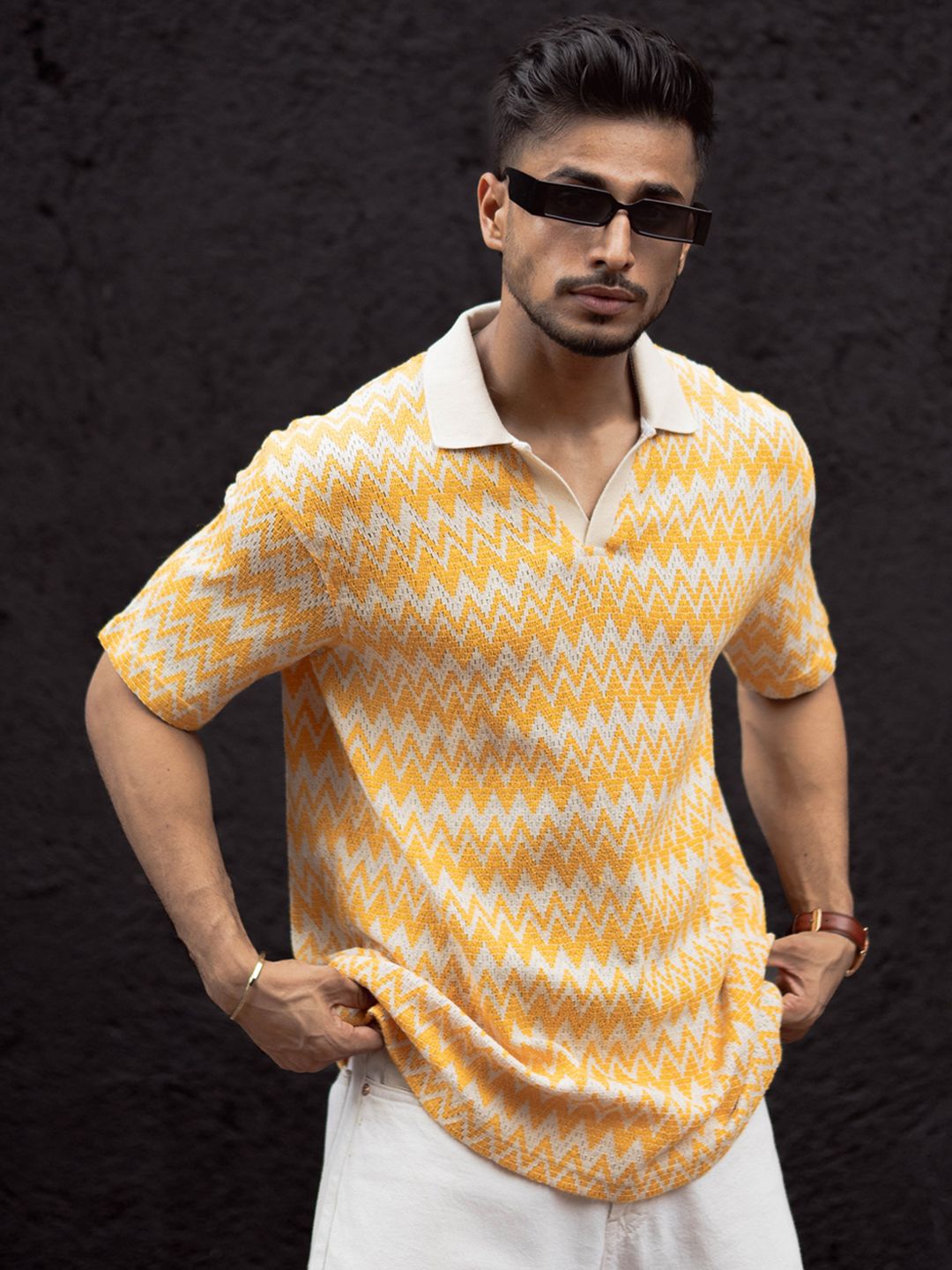 Powerlook Men Striped Polo Collar T-shirt