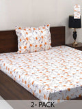 BOMBAY DYEING Vintage Mustard Printed Pure Cotton 180 TC  Bedsheet Set 1.52 m X 2.28 m