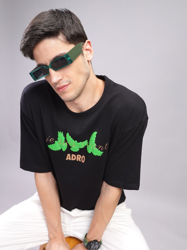 ADRO Men Typography Printed Applique T-shirt