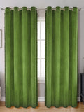 STITCHNEST Olive Green 2 Pieces Velvet  Black Out Door Curtains