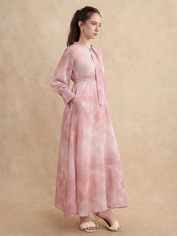 RAREISM Women LIKP PRIMARY PINK Print Fit & Flare Midi Cotton Dress